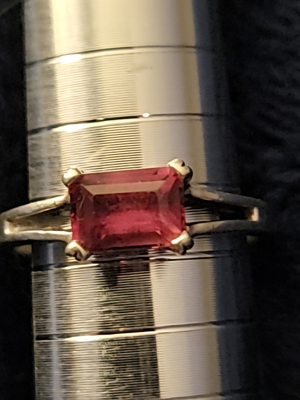 Vintage, Elegant Pink Gemstone Ring in Silver Setting, Pink Topaz,